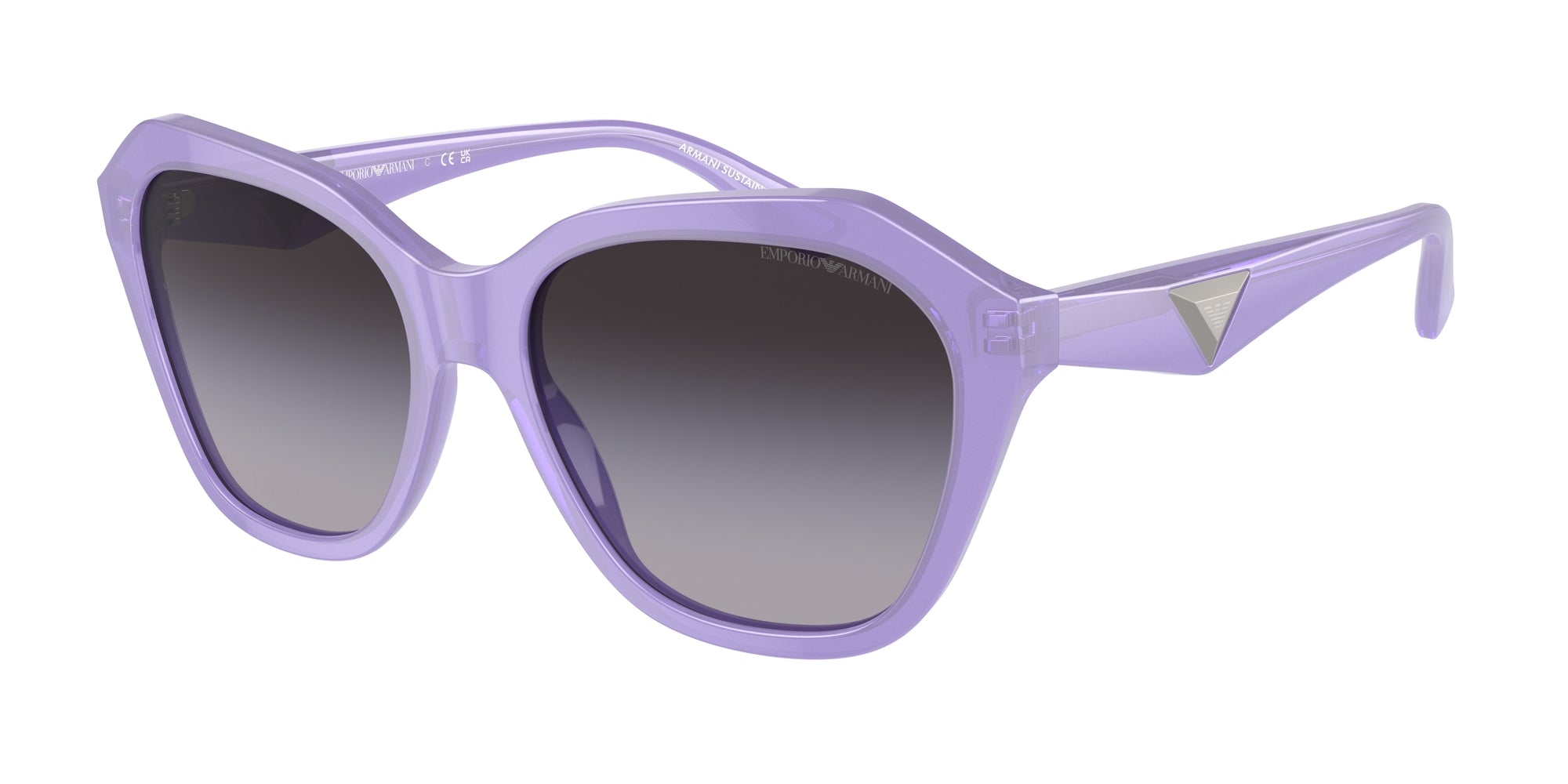 8056262038048 - Damen EA4221 61178G Gläser SONNENBRILLEN Acetat Violett Grau Geometrisch Normal Schattiert 8056262038048 - Damen EA4221 61178G Gläser SONNENBRILLEN Acetat Violett Grau Geometrisch Normal Schattiert