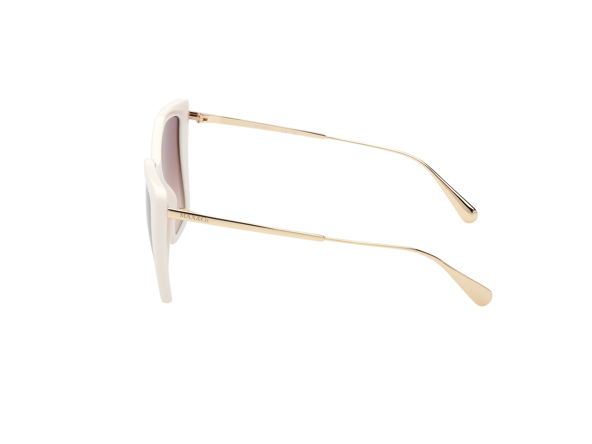MAX&Co Woman MO0065 21F Sunglasses Injected White Brown Geometric Normal