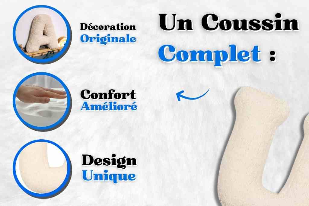 Coussin Lettre U pour la décoration de chambre