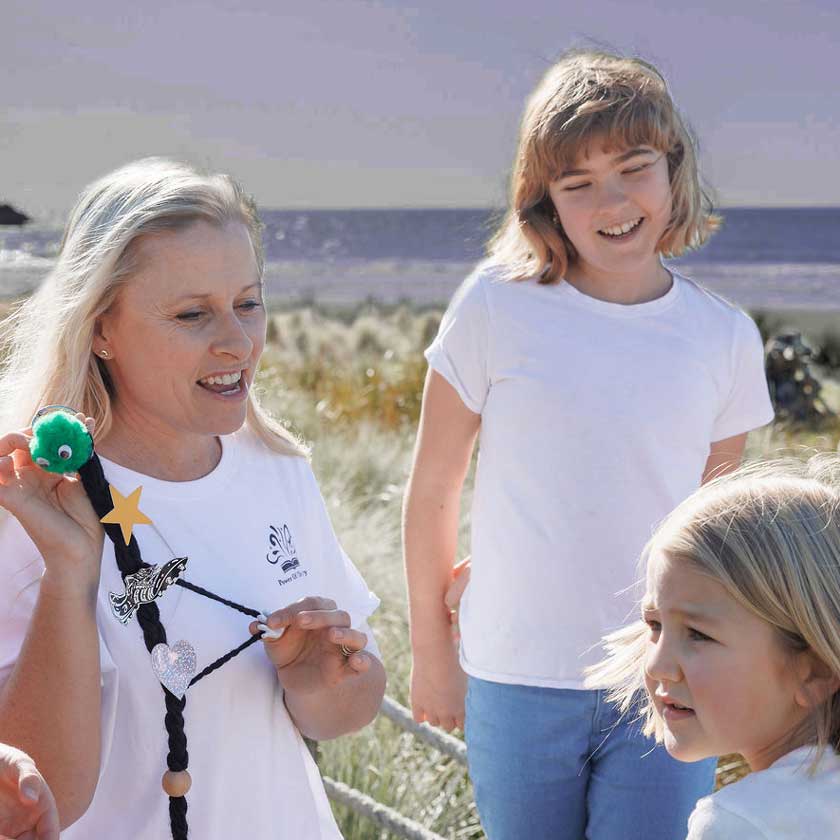 Angela with children