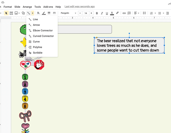 Using arrows in Google Slides image