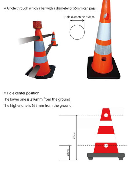 traffic cone with holes through