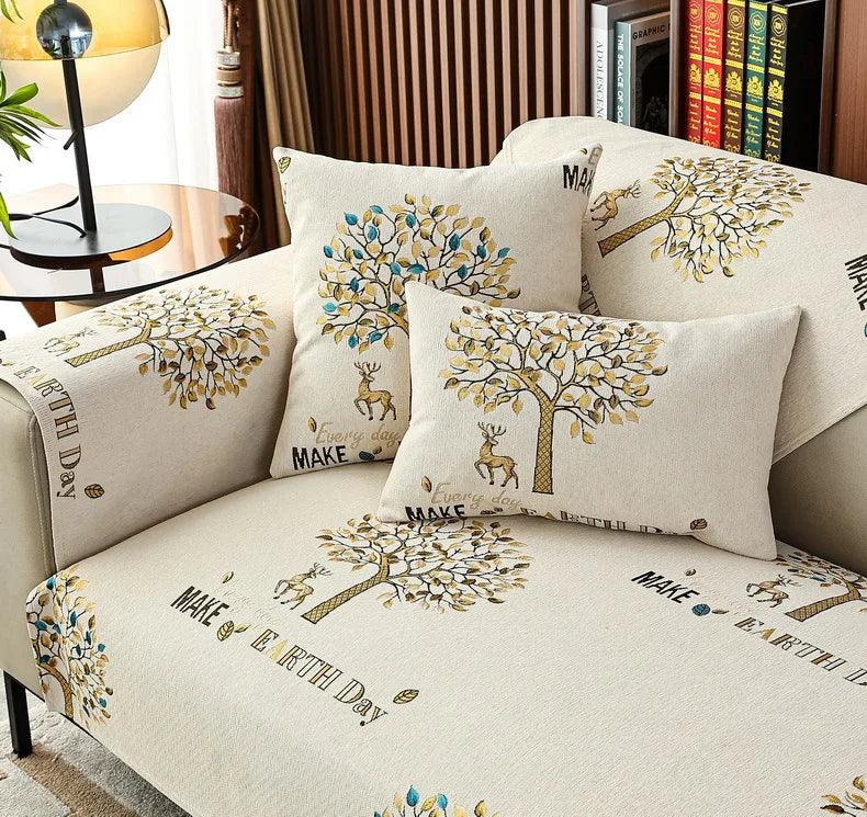 Pastoral Print Chenille Sofa Towel Four Seasons Universal Anti-slip Sofas Cushion for Living Room Armchair Couch Backrest Covers - Lepierre Express