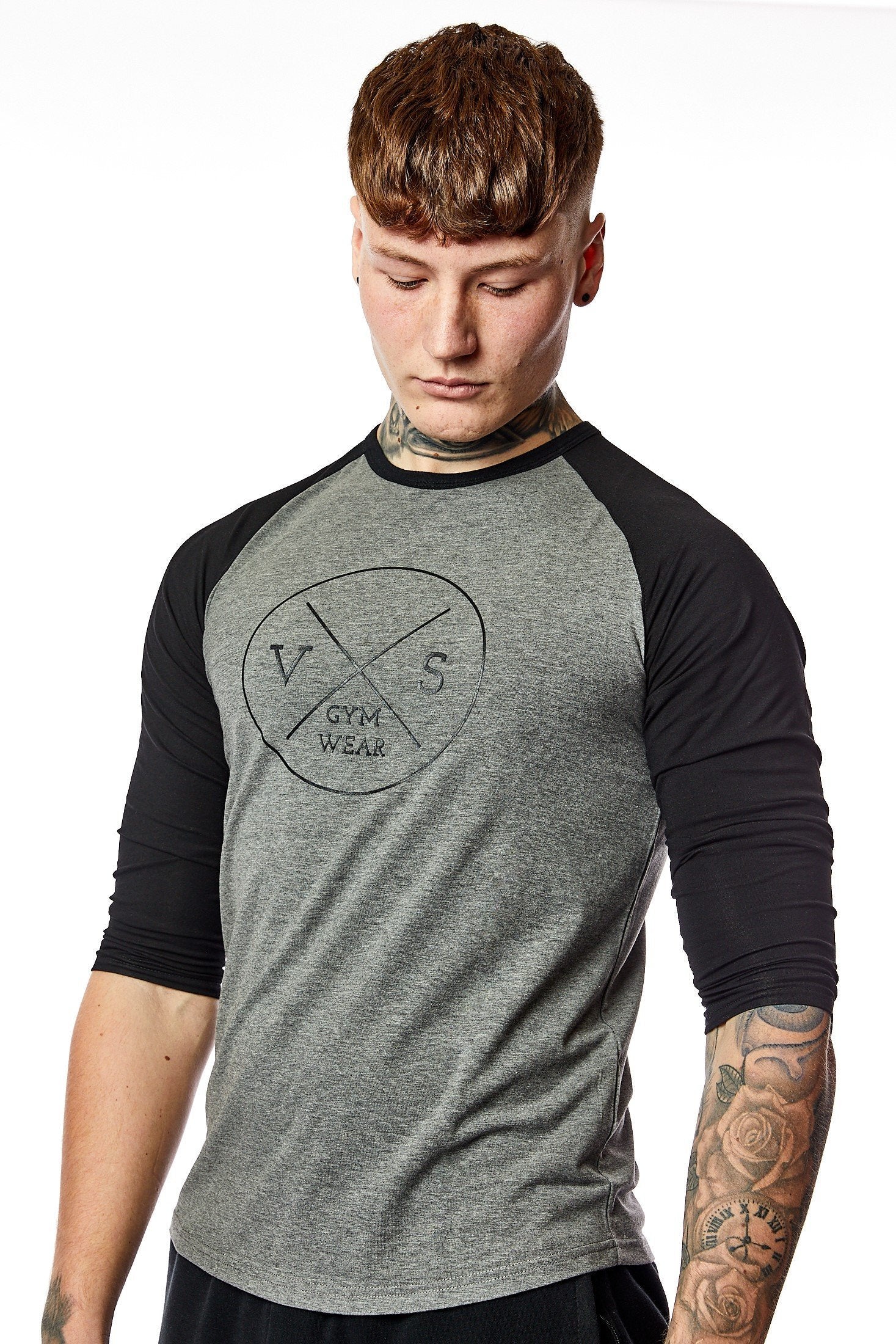 Download Men's Gym Baseball Raglan 3/4 Sleeve T-shirt - VXS GYM WEAR