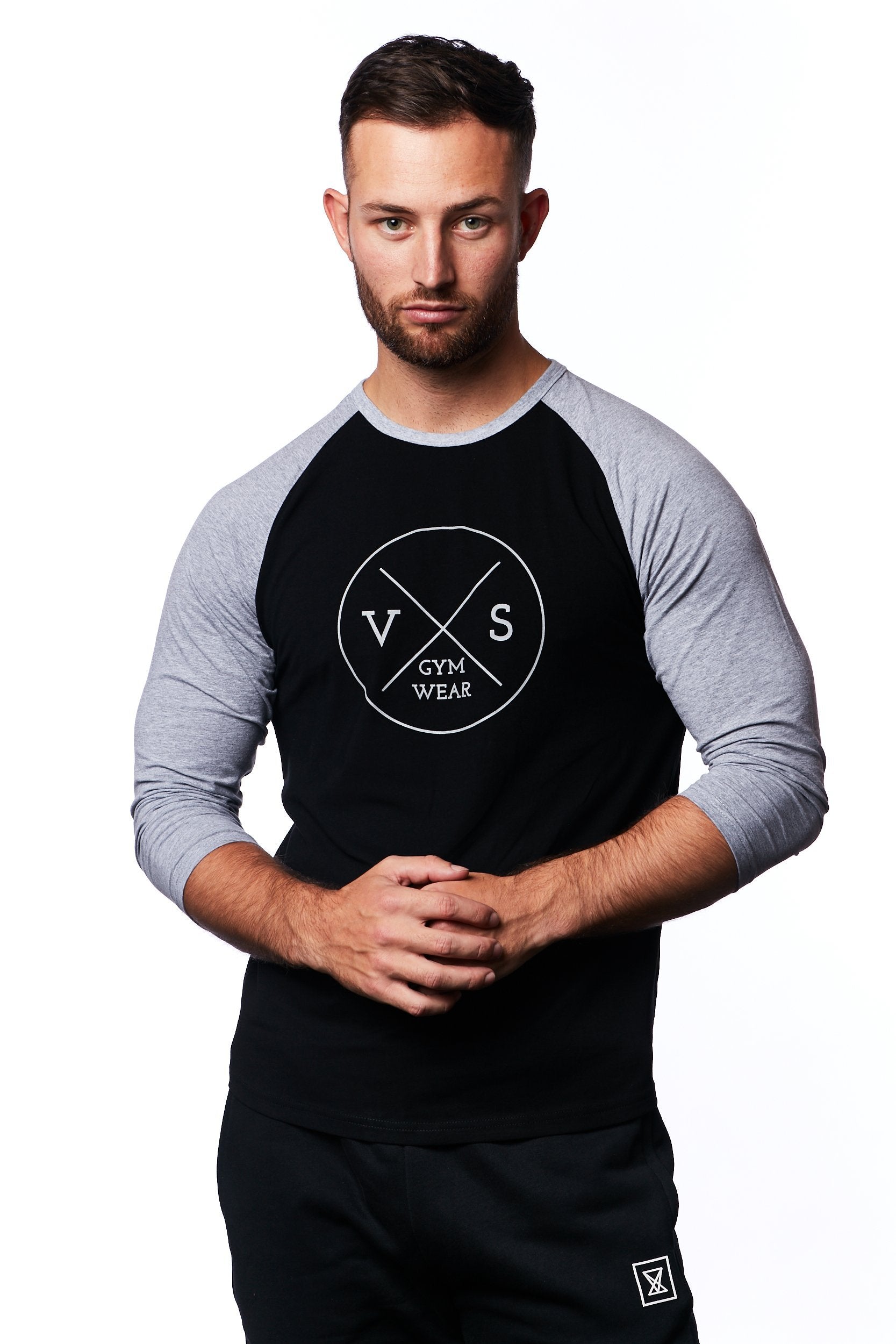 Download Men's Gym Baseball Raglan 3/4 Sleeve T-shirt - VXS GYM WEAR