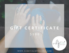 lj artisan designs gift certificate
