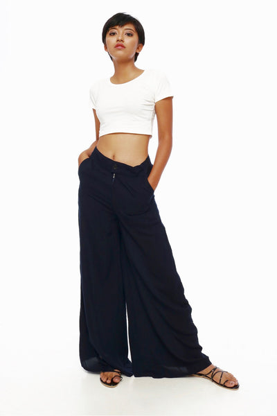 High Waisted Flare Pants Blue