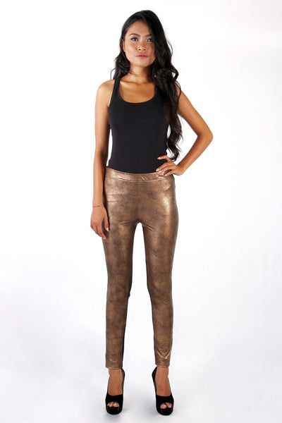 Legging Combination Leather Glossy Gold