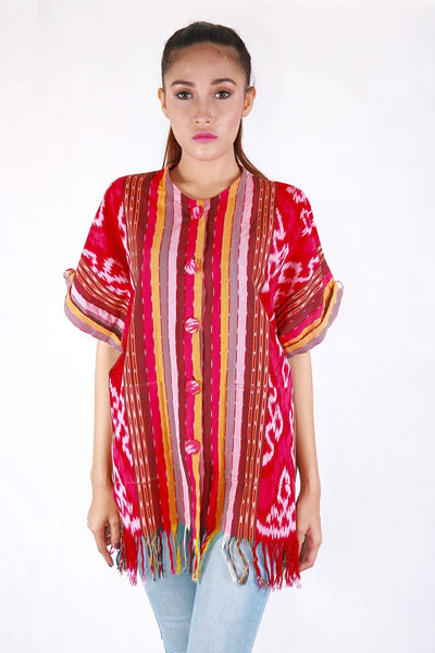 Fringe Hand Woven Outer Reddish Line