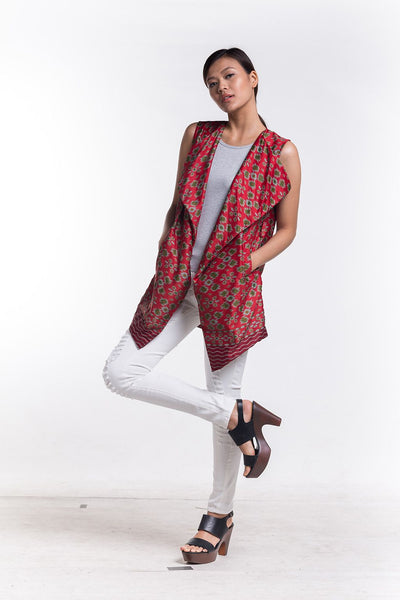 Spell Out Vest - Misty Flower Red