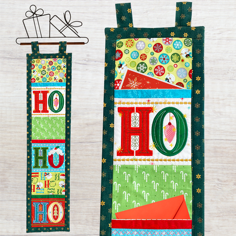 Ho Ho Ho Christmas Card Hanger In the hoop christmas embroidery design