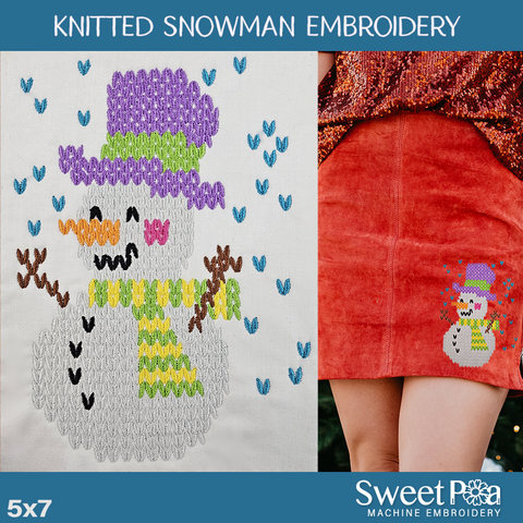 knitted snowman embroidery