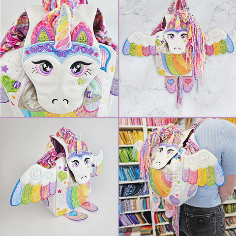 Unicorn backpack embroidery design gift idea for girls