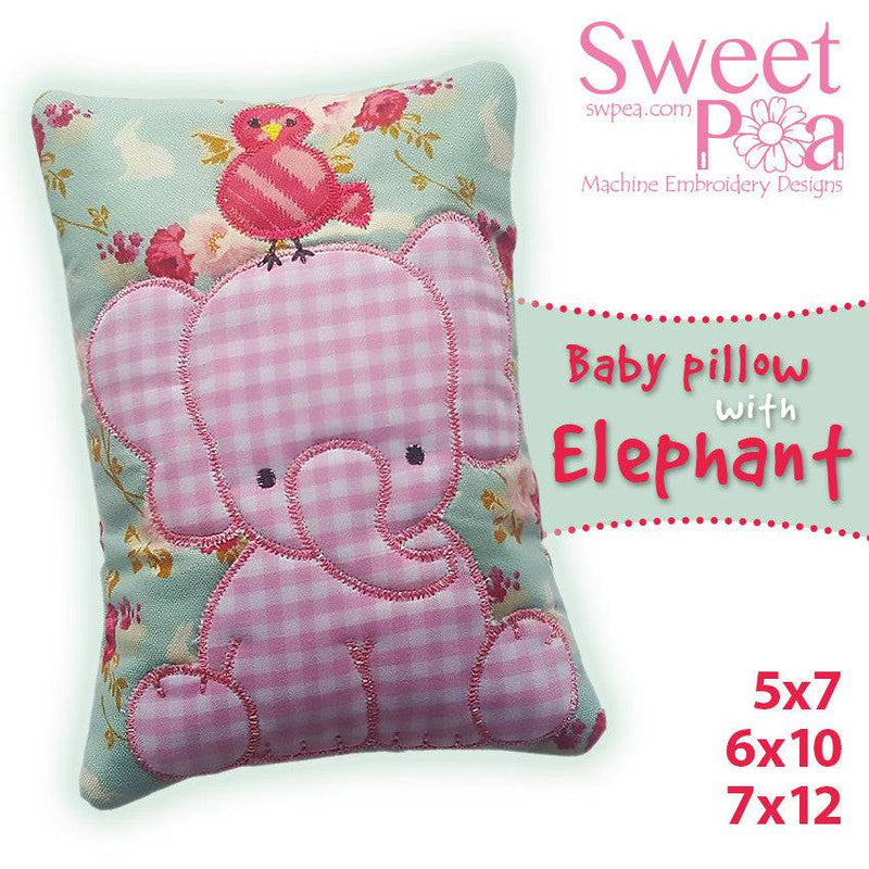 Embroidery Applique Designs Brisbane - Baby Pillow With Elephant