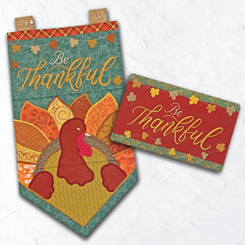 Thanksgiving Flag & Be Thankful mug rug ITH Machine Embroidery Design