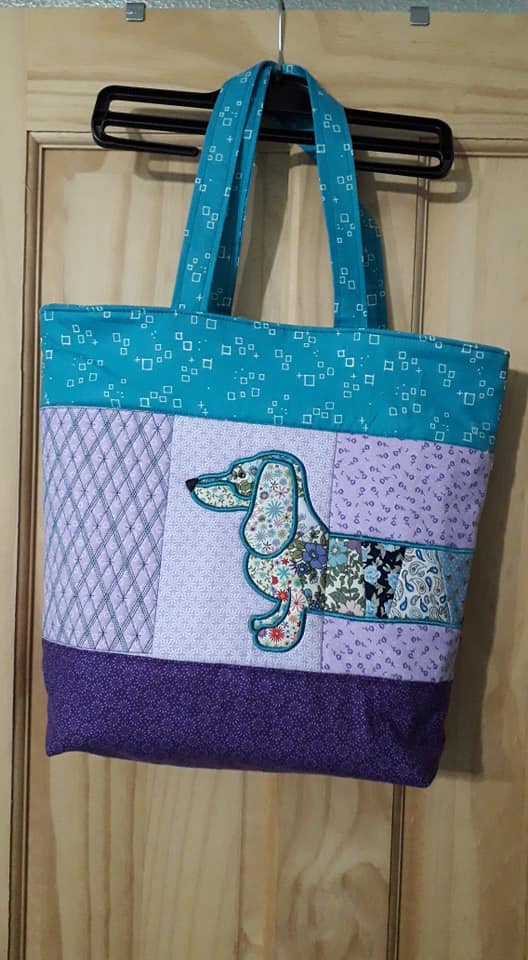 Dachshund Tote bag dog in the hoop machine embroidery design ITH