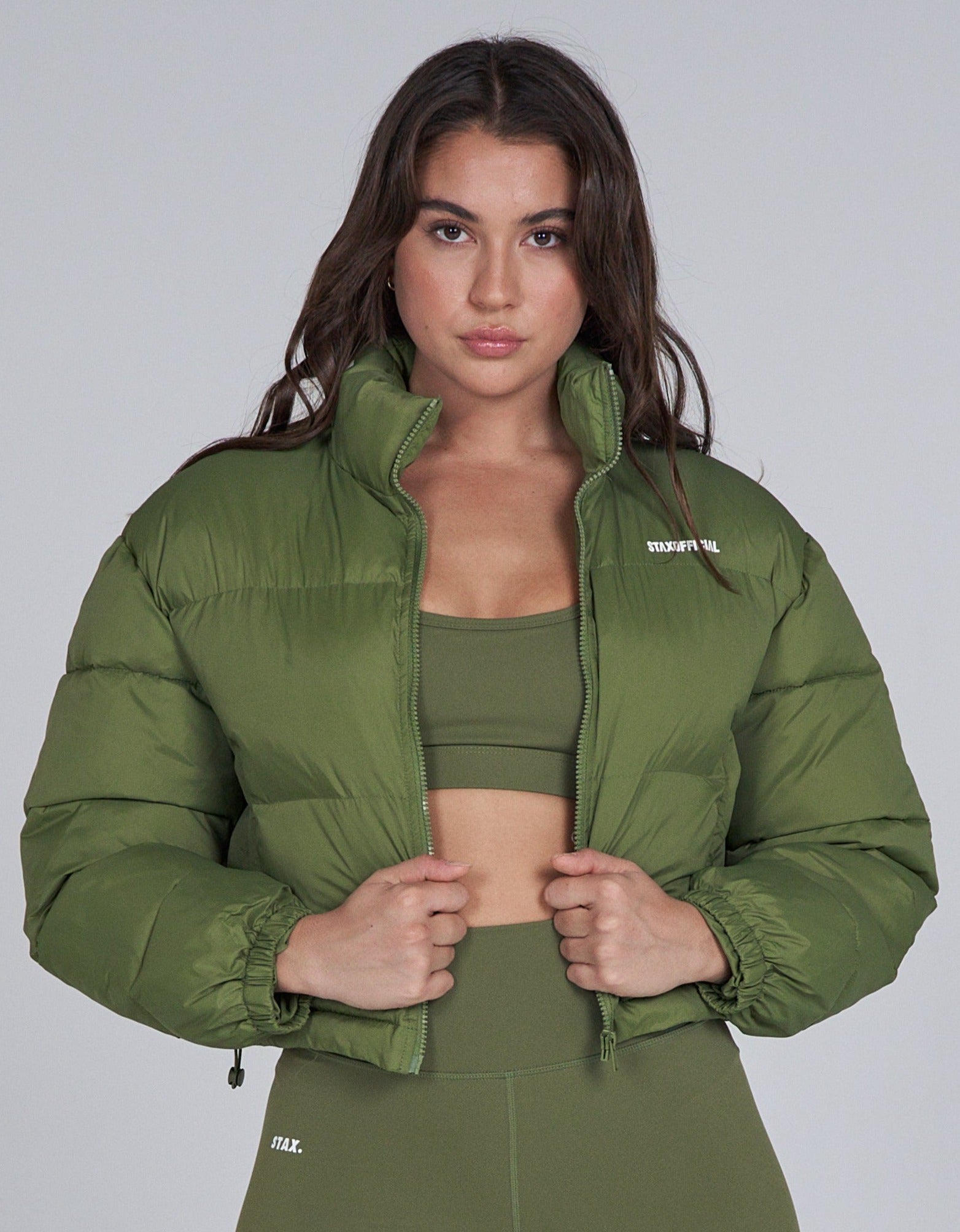 STAX. Cropped Puffer- Khaki | STAX. | Reviews on Judge.me