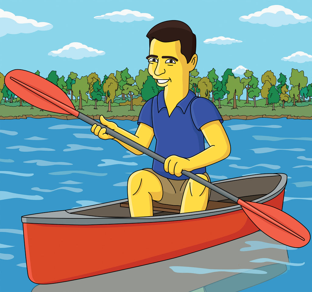 Canoeing Gift - Custom Cartoon Portrait from Photo / canoe gift / cano