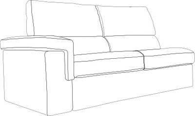 2 seater lateral sofa bed (white mattress H:17cm)