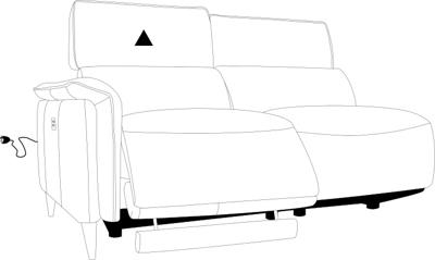 2 seater lateral with 1 electric recliner