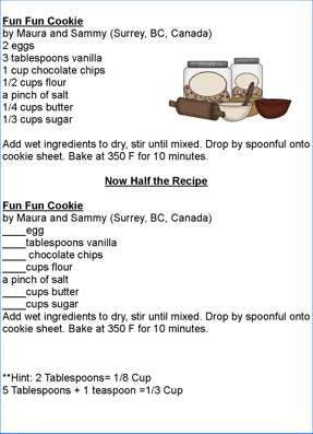 Doubling and Halving Recipes Worksheets – Kids Cooking Activities