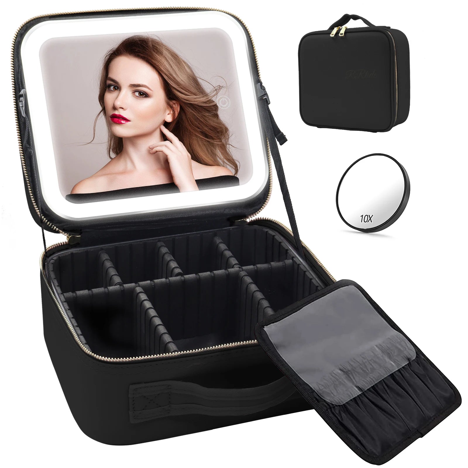Bolsa de Maquiagem com Espelho LED