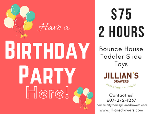 Rent our kid friendly Community Room for your next party or gathering!