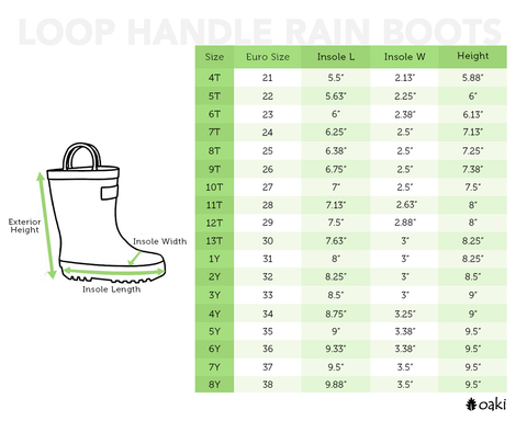 loop handle boot size chart