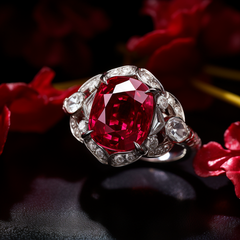 red ruby and diamond ring