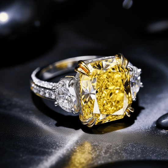 Diamond canary yellow  ring 