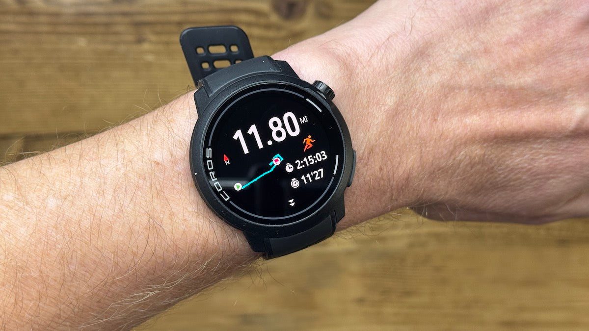 Coros Pace Pro running watch on runner Kieran Alger's wrist