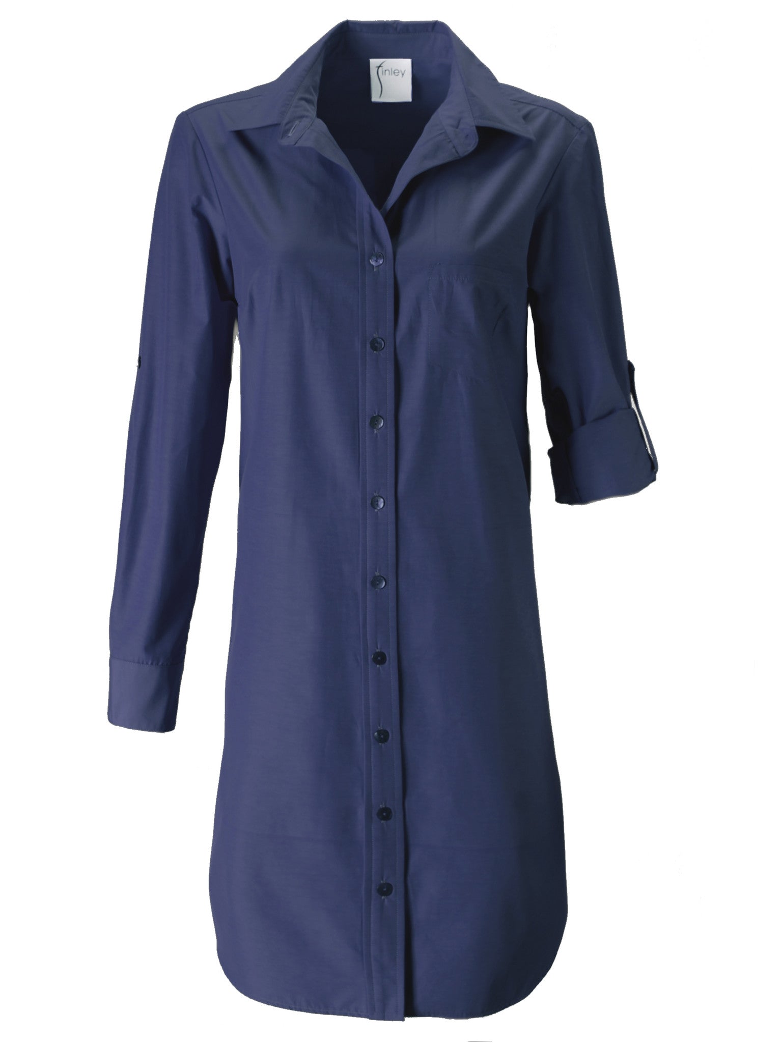 Navy Blue Button Down Shirt Dress - Long Sleeved – Finley Shirts