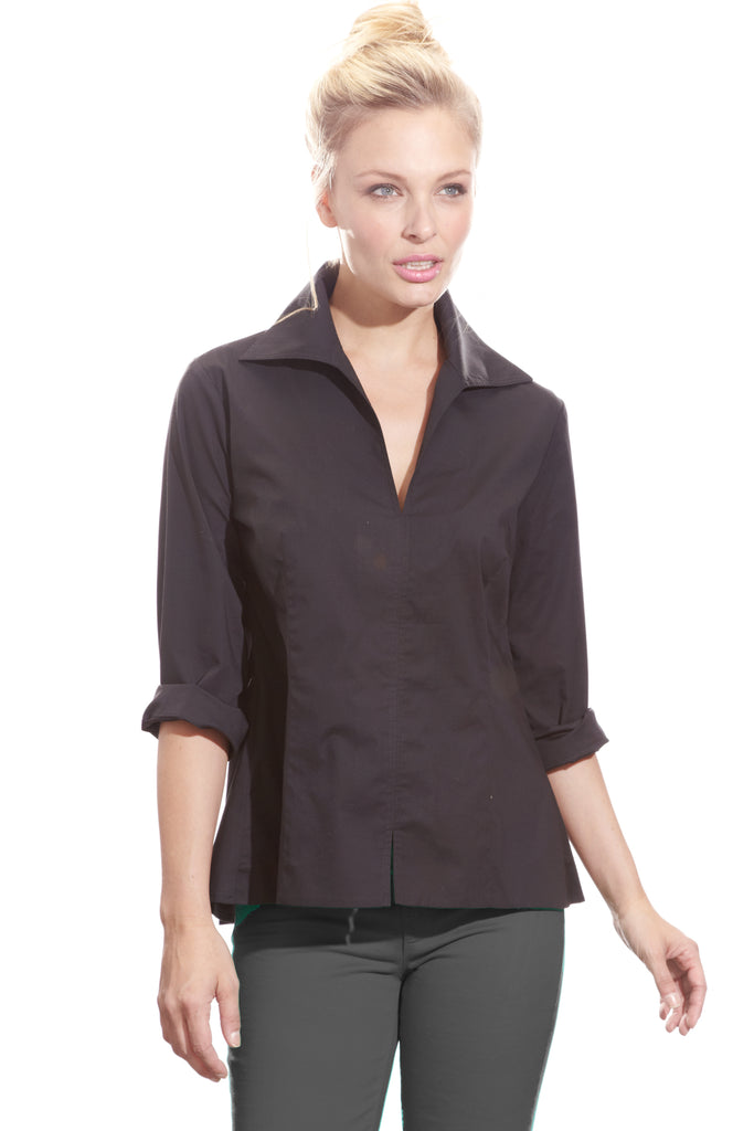 3/4 Sleeve Black Swing Top | Women's Black Cotton Shirt – Finley Shirts