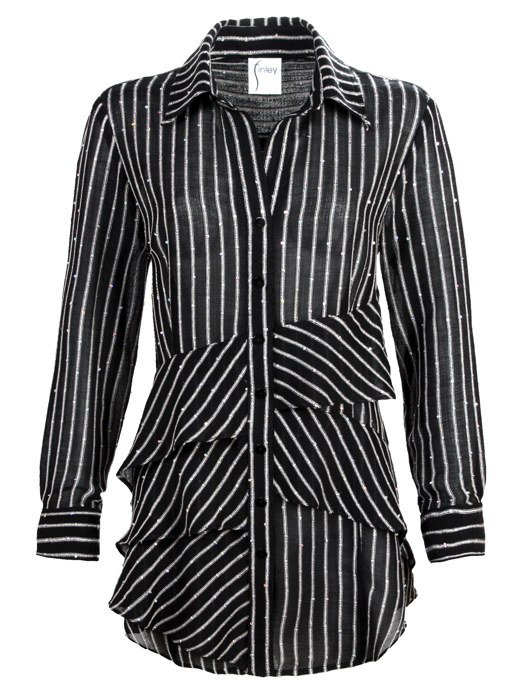 Sequin Striped Button Down Tunic Shirt for Women – Finley Shirts