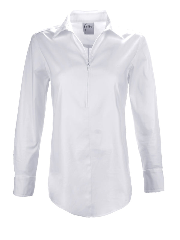 Women's Half Zip White Short Sleeve Shirt | Finley Shirts