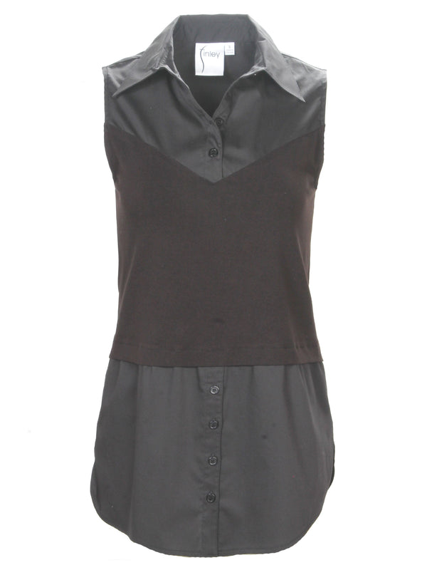 Women's Collared Chambray Button-Down Layering Tank