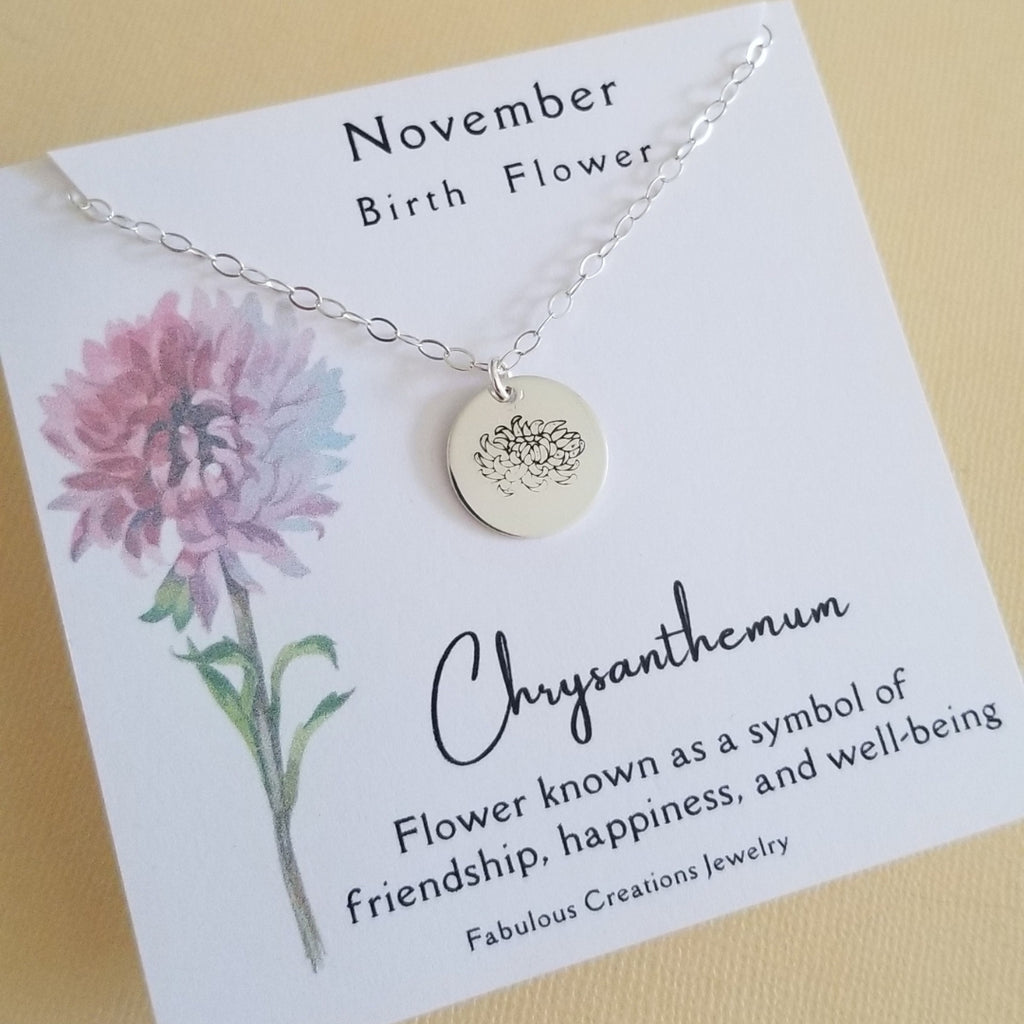 chrysanthemum flower necklace, November Birth Flower