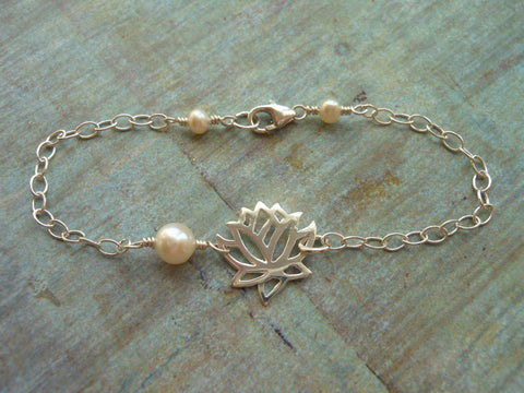 lotus bracelet-dainty bracelet-freshwater pearls