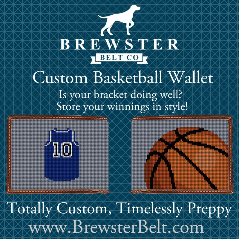 Brewster Belt Basketball Needlepoint Wallet