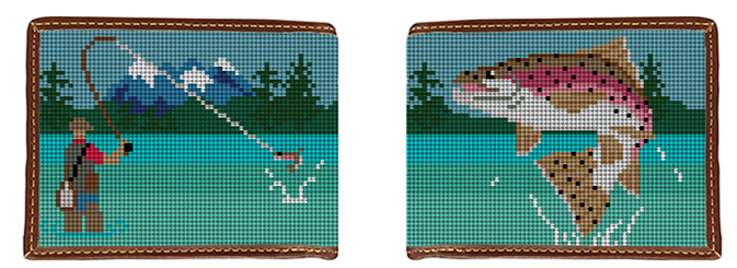 Fly Fishing Needlepoint Wallet