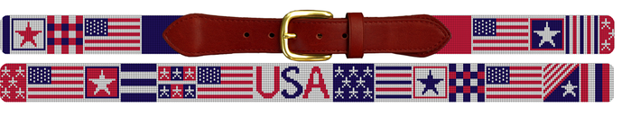 Fourth of July American Flag Needlepoint Belt