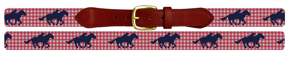 Gingham Kentucky Derby Needlepoint Belt