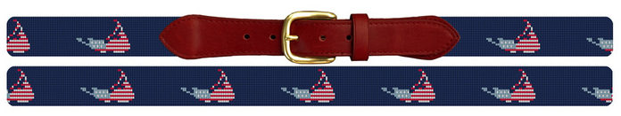 Nantucket Needlepoint Belt with American Flag