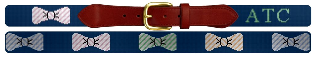 Pastel Seersucker Needlepoint Bow Tie Belt