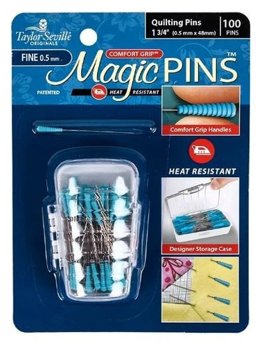 Magic Pins - Comfort Grip Extra-Long Pins - 2 Sizes – Mad Moody Quilting  Fabrics