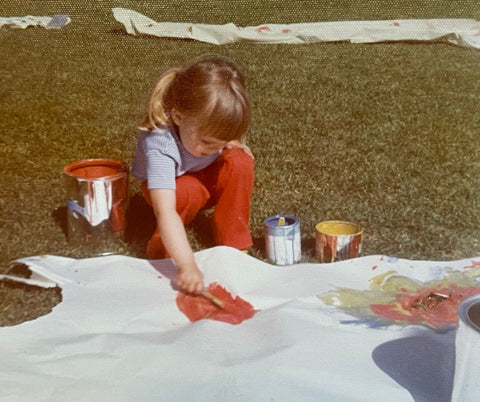 Artist Ingela Johansson painting as a child
