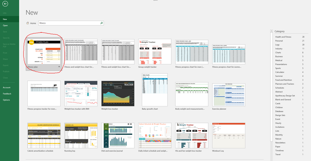 track your fitness, excel, office 365