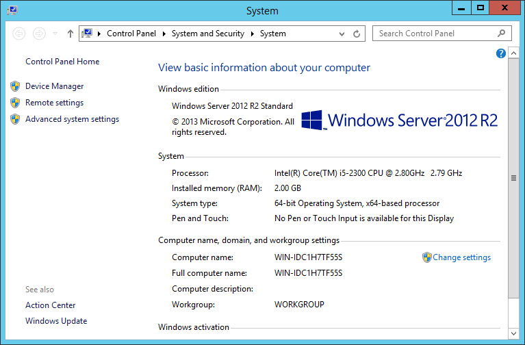 Microsoft Windows Server 2012 R2 Standard 64 Bit 8142