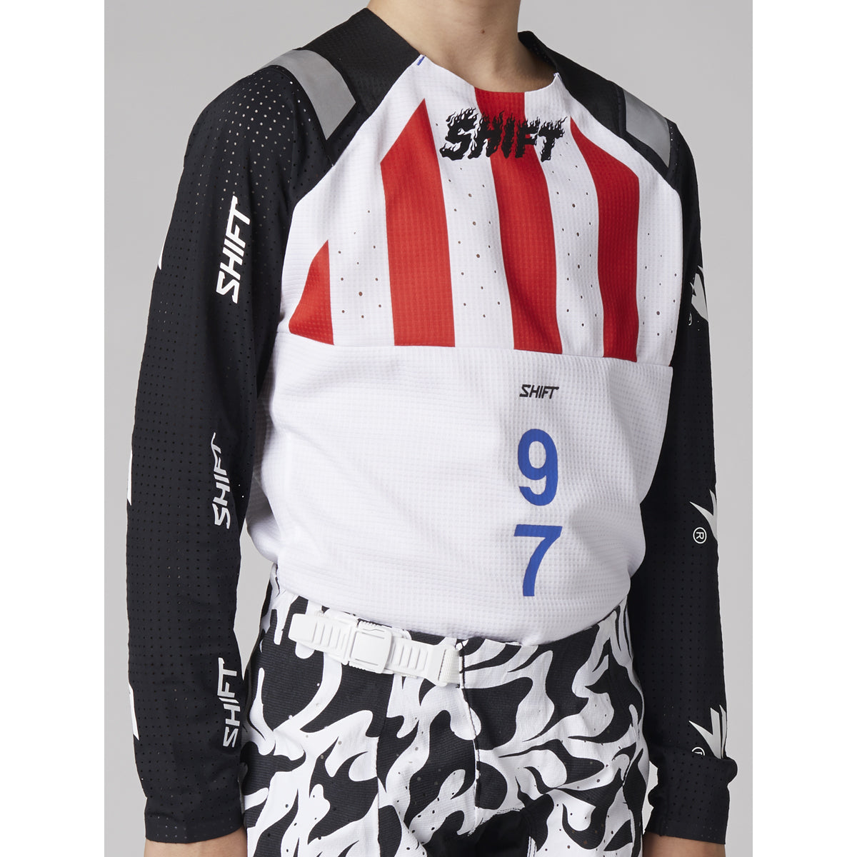 Youth Blue Label Flame Jersey White/Black