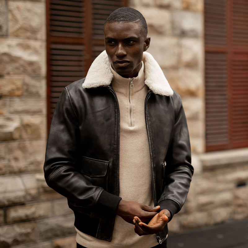 Bomber Jacket, Black | Jekyll & Hide Leather SA